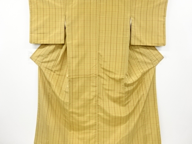 JAPANESE KIMONO / ANTIQUE KIMONO / SILK / YONEZAWA TSUMUGI / WOVEN GRID